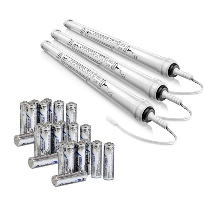 12V DC Reloadable Battery Tube with 8 AA Lithium Batteries Bundle (9018685 - 9014834) 3-Pack