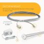 The charger includes a 71” built-in cable, offering significant reach. Additionally, it can be utilized with an optional 96" extension cable, extending its reach to nearly 14 feet, adding to its versatility. thumbnail