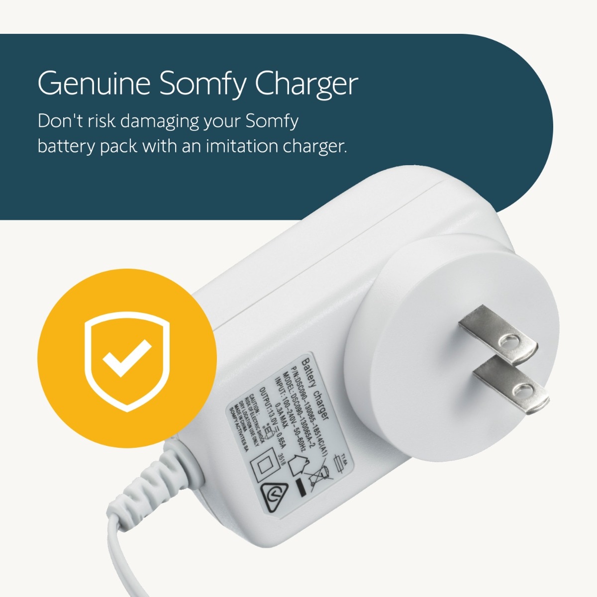 New Somfy Charger (9020672) for Motor Sonesse 30 Wirefree 1003128