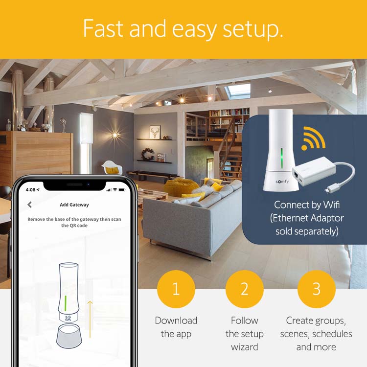 Somfy 1811731 TaHoma Android/iOS to RTS/ZigBee Wifi Interface and Mobile App